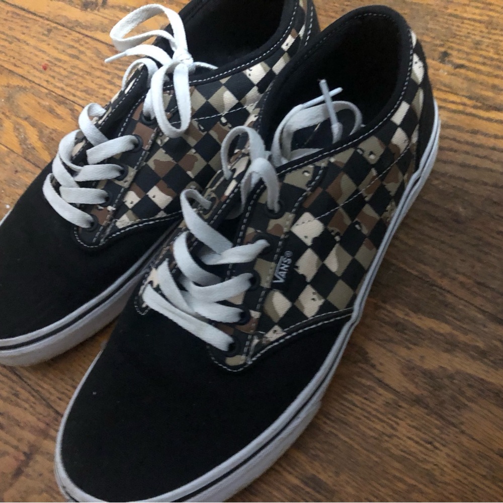 Army themed low top vans